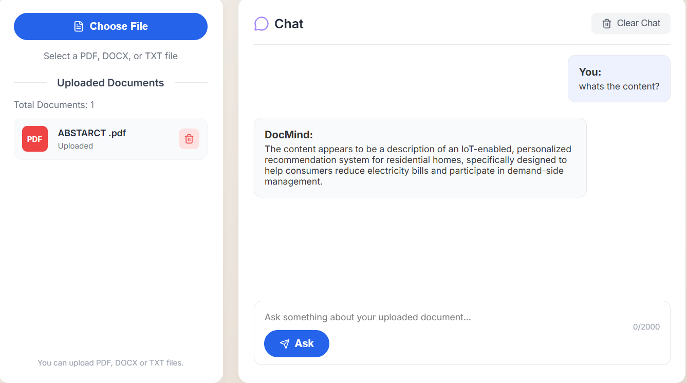 DocMind application screenshot
