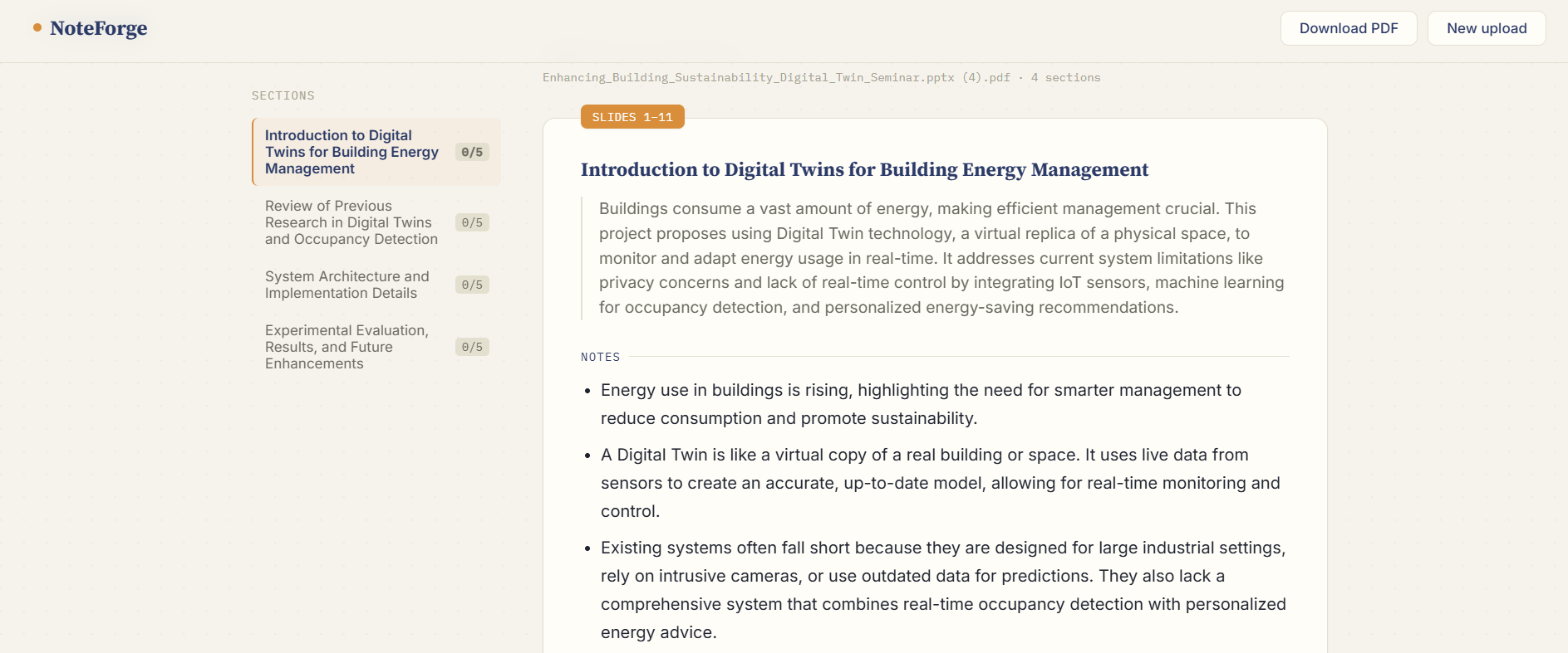 NoteForge application screenshot